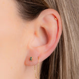 Boucle chaîne fine cristal vert