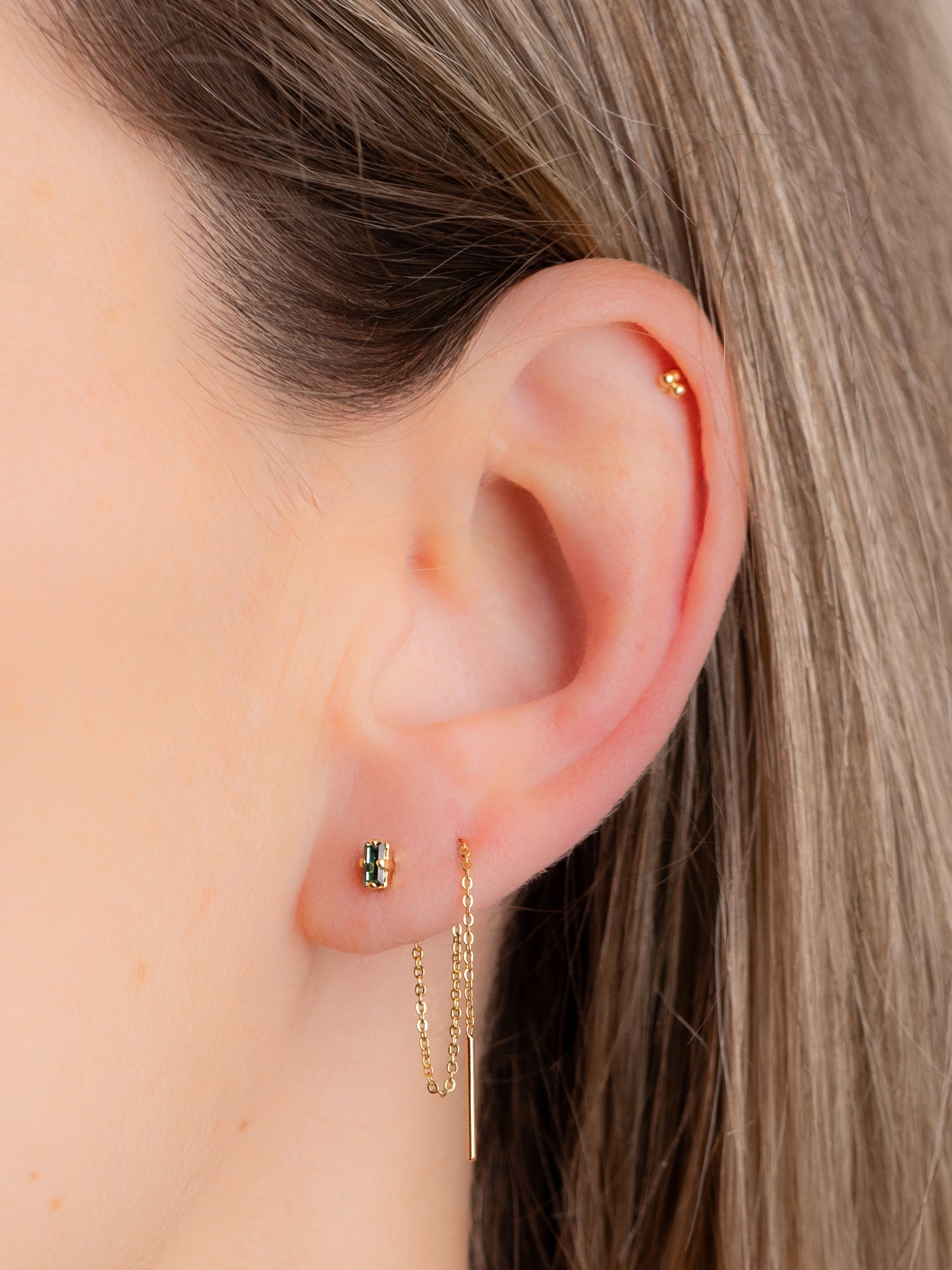 Boucle chaîne fine cristal vert