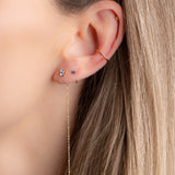 Boucle chaîne fine cristal bleu