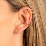 piercing helix, bague d'oreille anneau et chaine et demi anneau avec crital champagne en plaqué or.