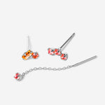 Puces d'oreilles argents, triple cristaux topaze, double cristaux topaze et champagne, chaine fine cristal topaze