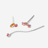 Puces d'oreilles argents, triple cristaux topaze, double cristaux topaze et champagne, chaine fine cristal topaze