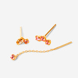 Puces d'oreilles, triple cristaux roses, double cristaux rose et nude, chaine fine cristal rose