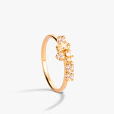 bague avec cristaux nude, plaqué or