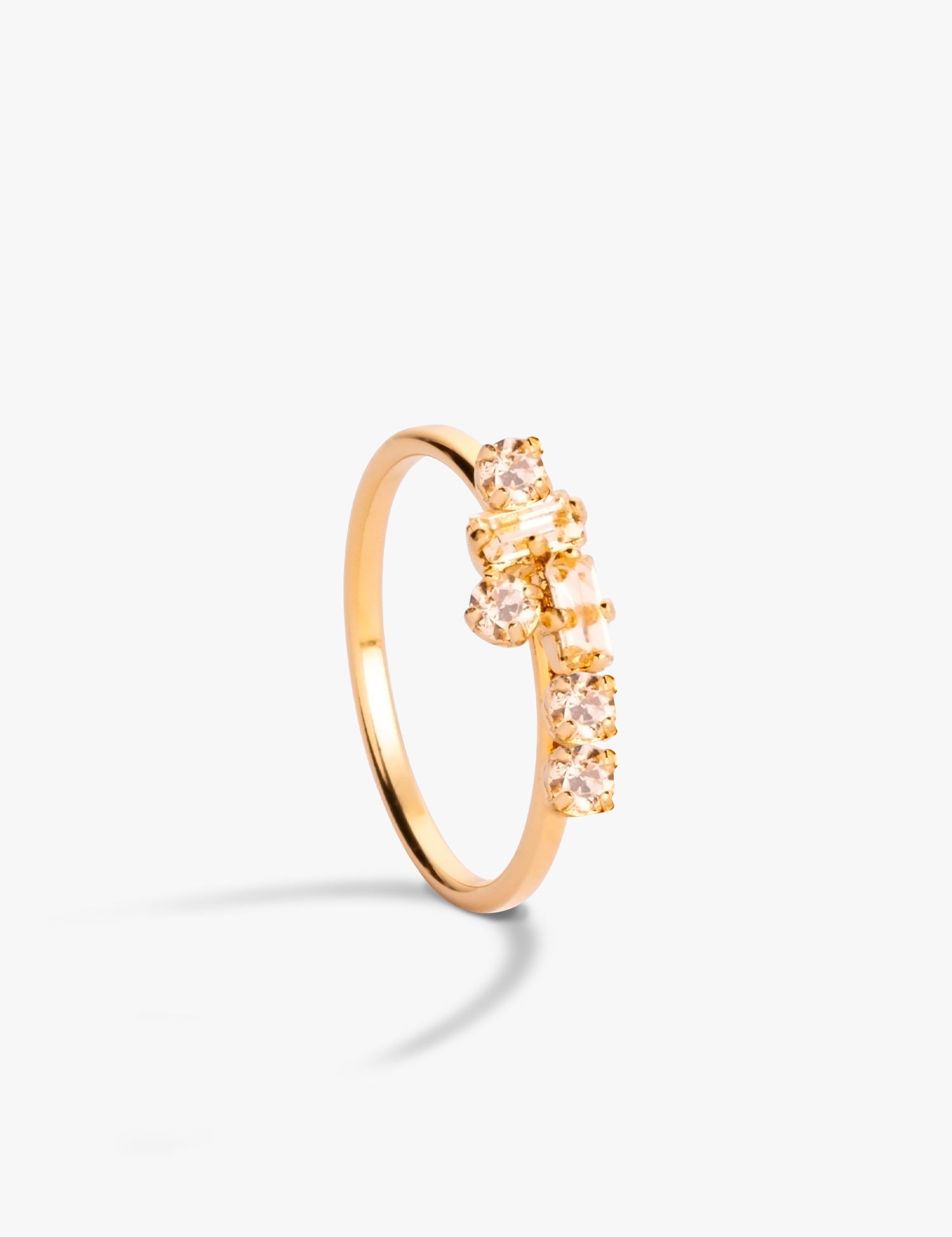 bague avec cristaux nude, plaqué or