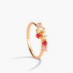 bague plaqué or avec cristaux rose et rubis
