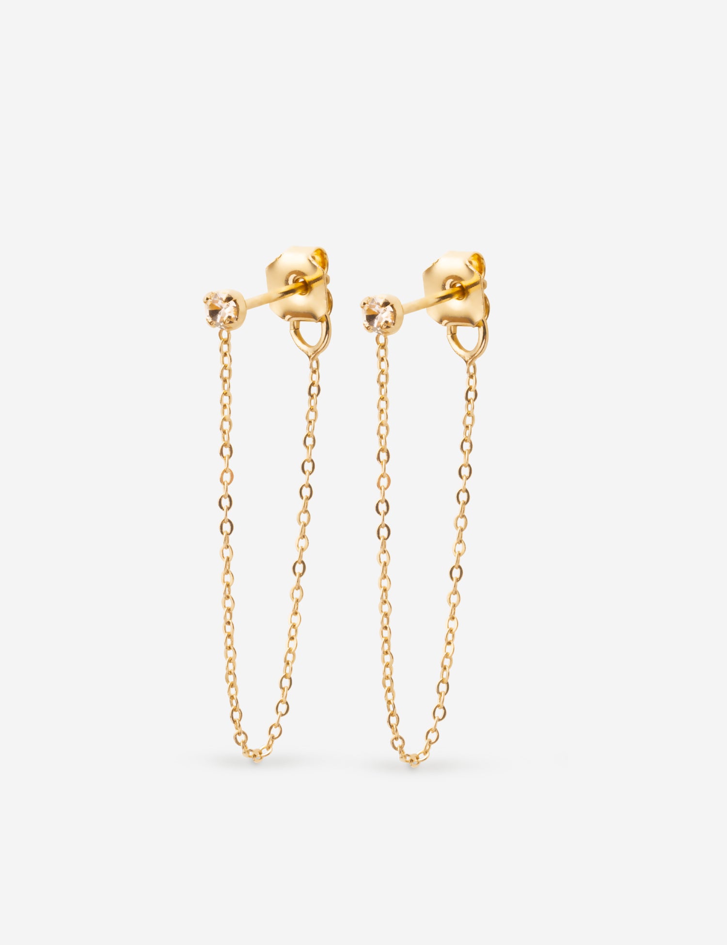 Boucles chaîne fine cristal blanc