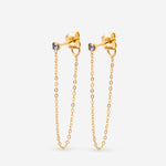 Boucles chaîne fine cristal bleu 