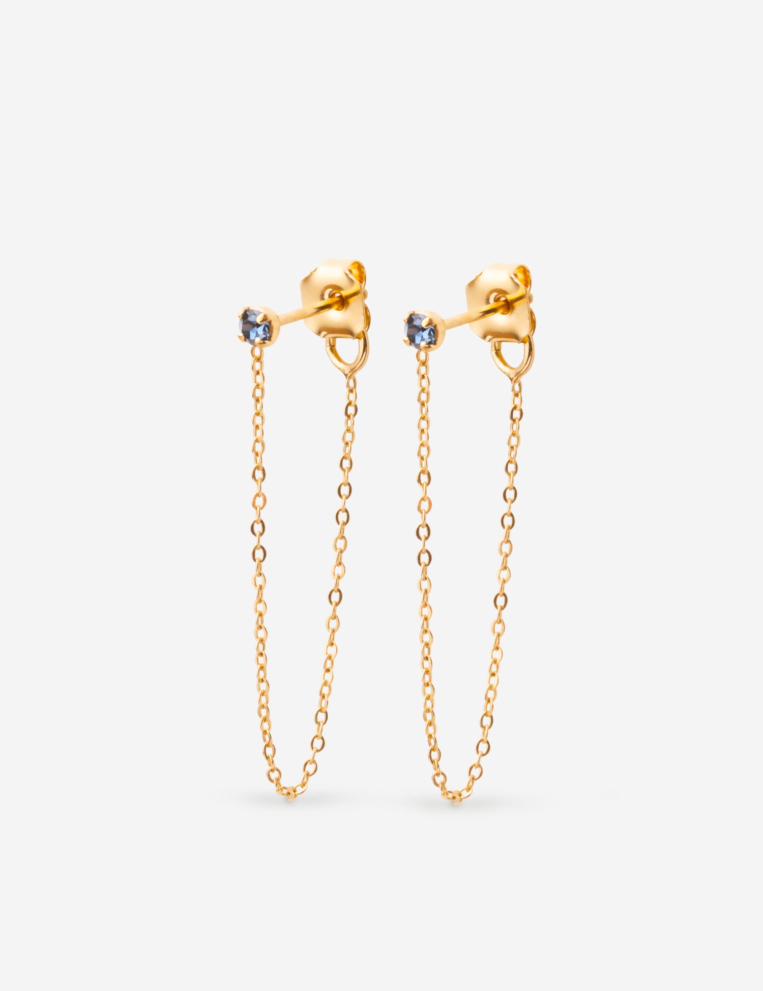 Boucles chaîne fine cristal bleu 