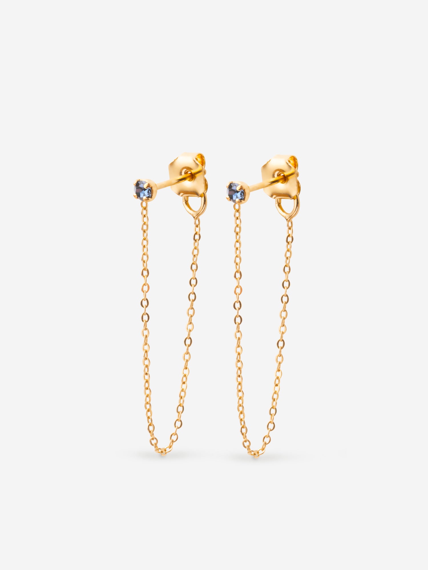 Boucles chaîne fine cristal bleu 