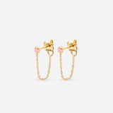 boucles avec chaînette dorée et cristal rose April Please