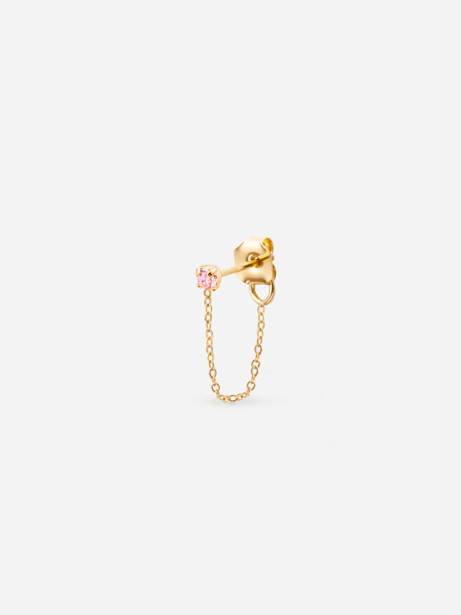 boucle avec chaînette dorée et cristal rose April Please