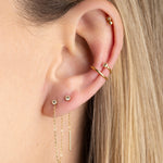Bijoux plaqués or, piercing hélix cristal blanc, earcuff, boucle chaîne fine cristal blanc 