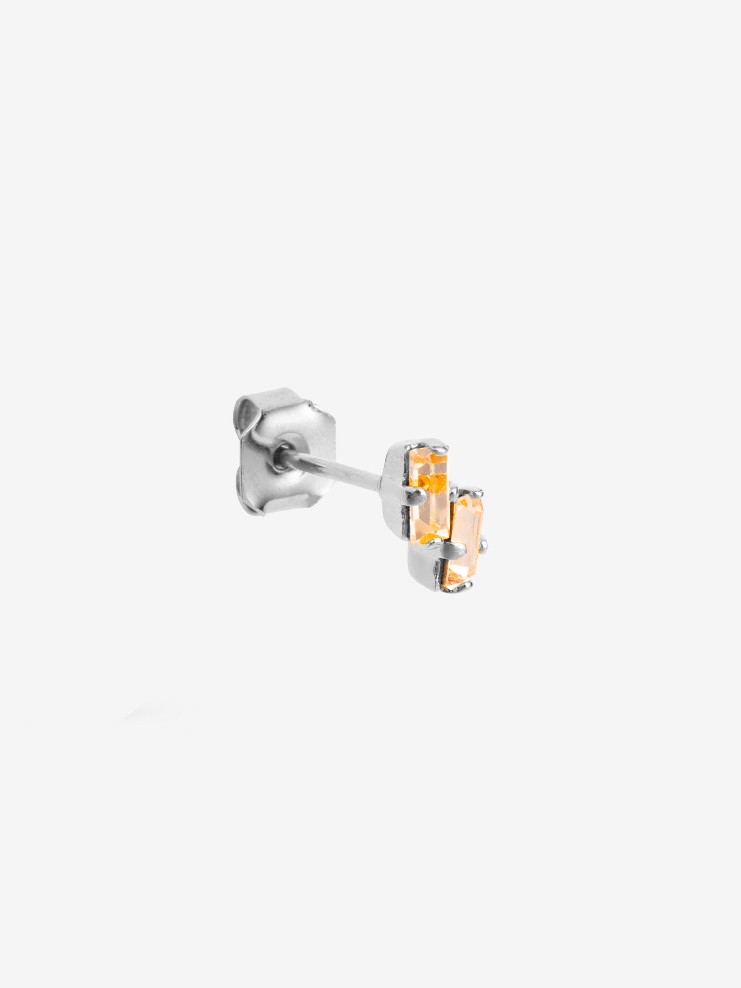 puce d'oreille argent double cristaux champagne