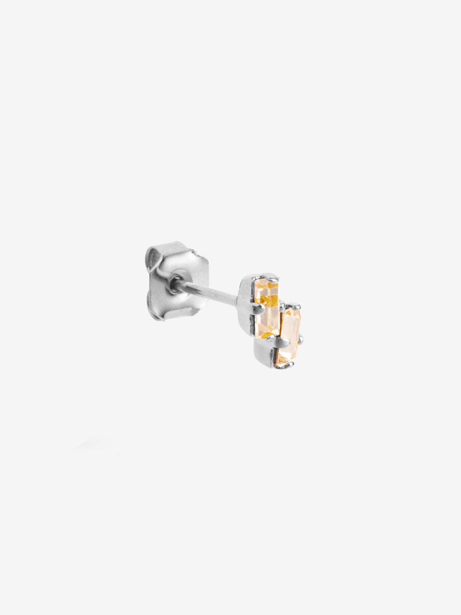 puce d'oreille argent double cristaux champagne