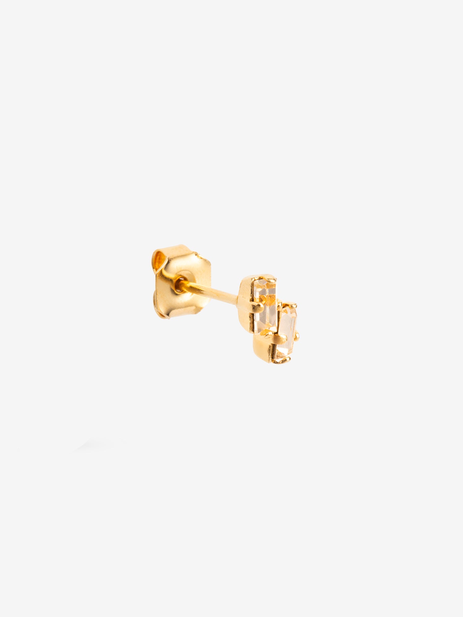 puce d'oreille dorée double cristaux champagne