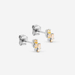 puces d'oreilles argent double cristaux champagne