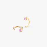 paire de boucles d'oreilles demi anneau lila plaqué or