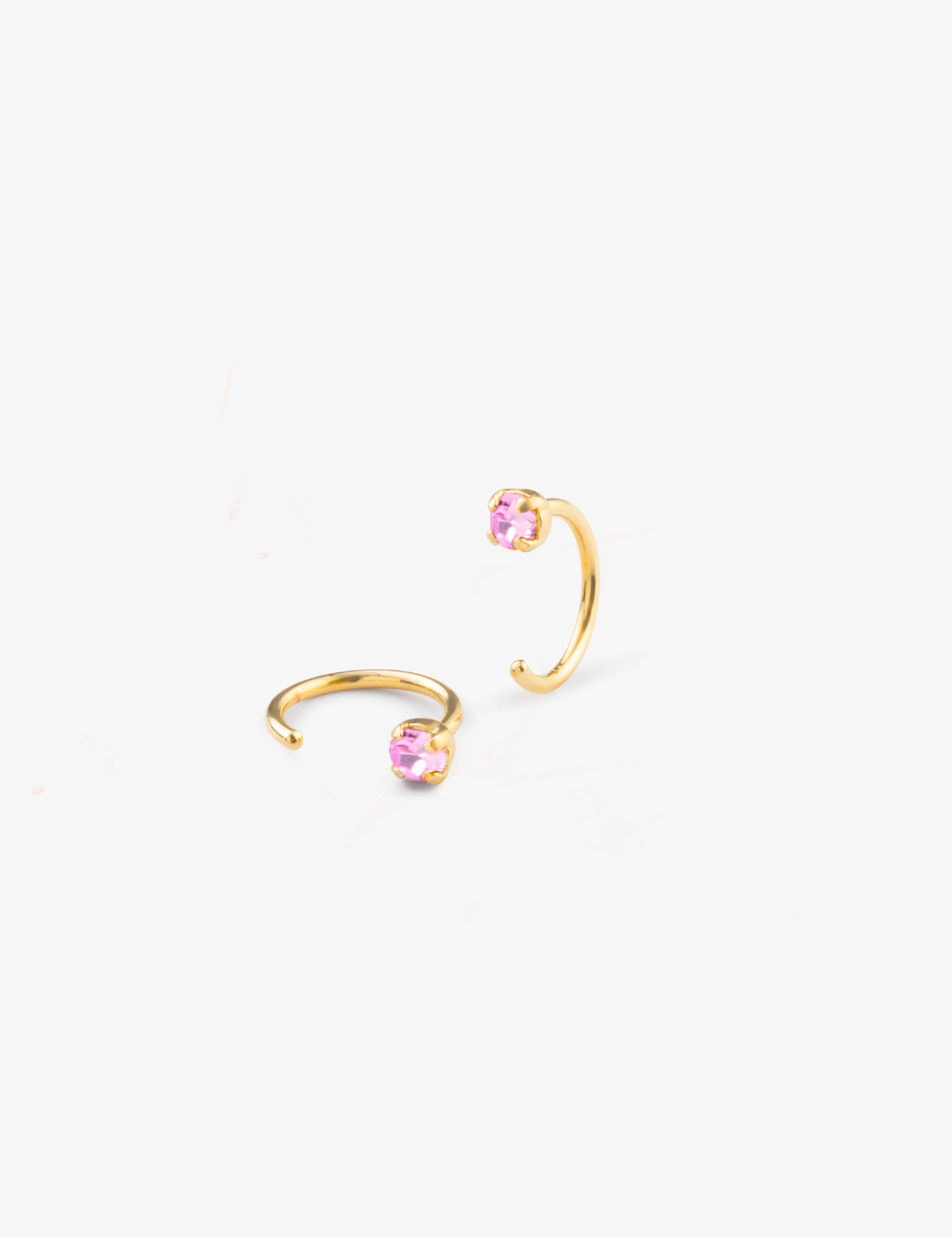 paire de boucles d'oreilles demi anneau lila plaqué or