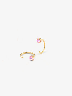 paire de boucles d'oreilles demi anneau lila plaqué or