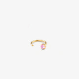 boucle d'oreille demi anneau lila plaqué or 