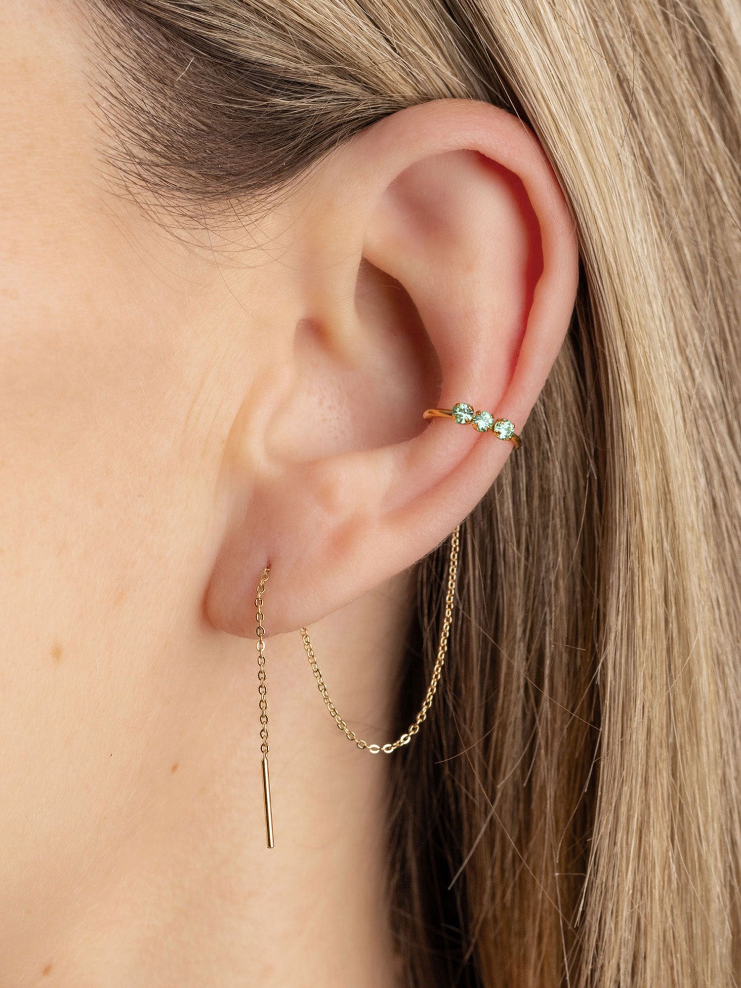 Boucle d'oreille avec cristaux vert April Please