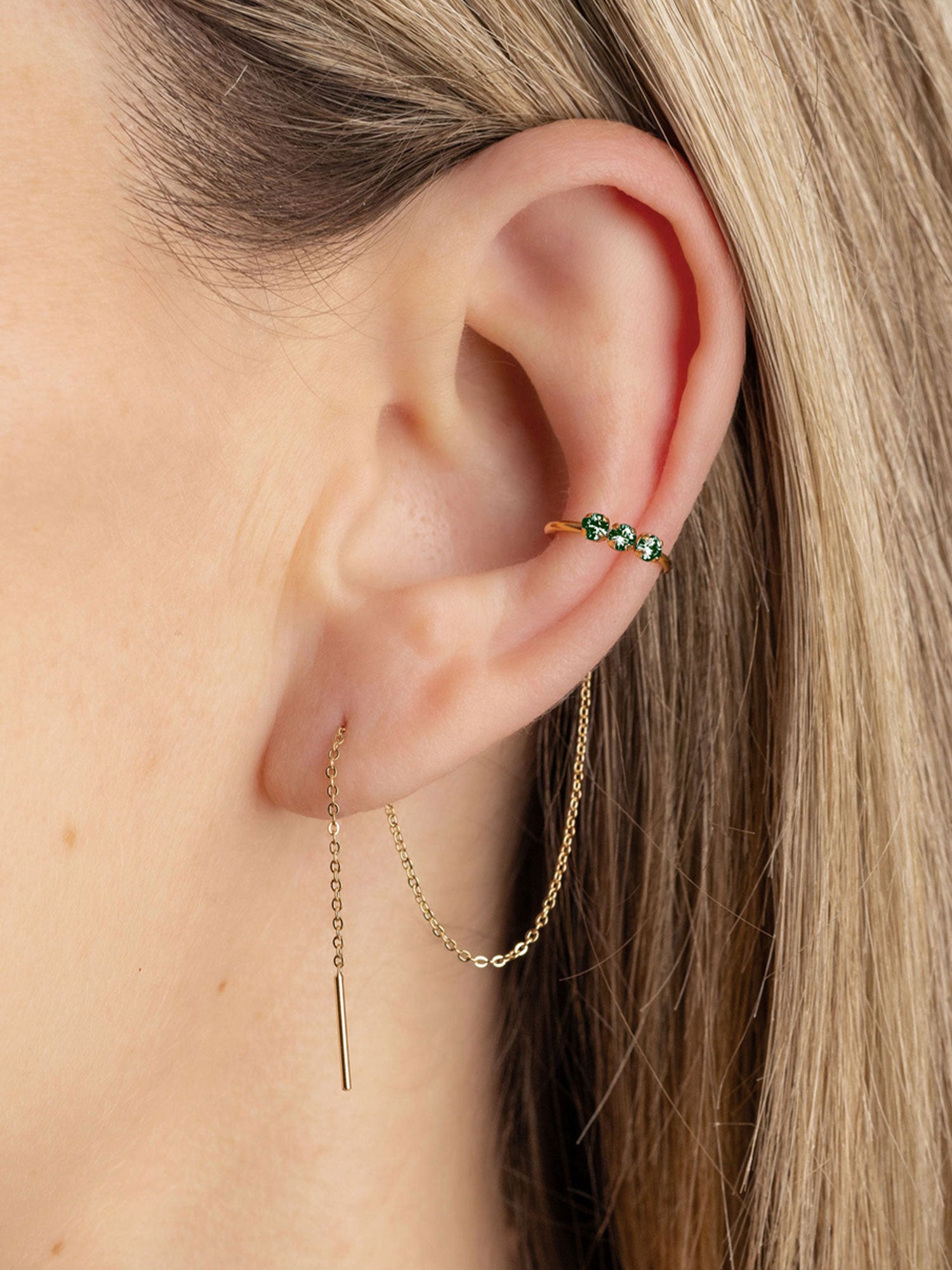 Boucle d'oreille avec cristaux vert April Please