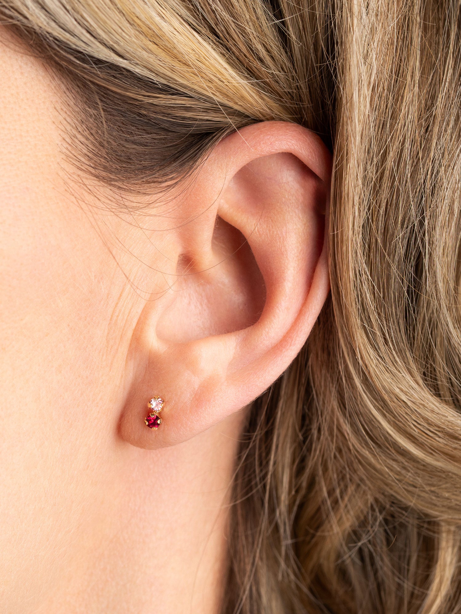 Mini puces avec pierres rose April Please
