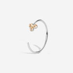 bague réglable fleur cristaux champagne, palladium