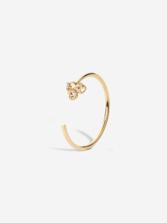 bague réglable fleur cristaux blanc, plaqué or