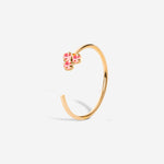 bague fleur réglable cristaux rose et plaqué or