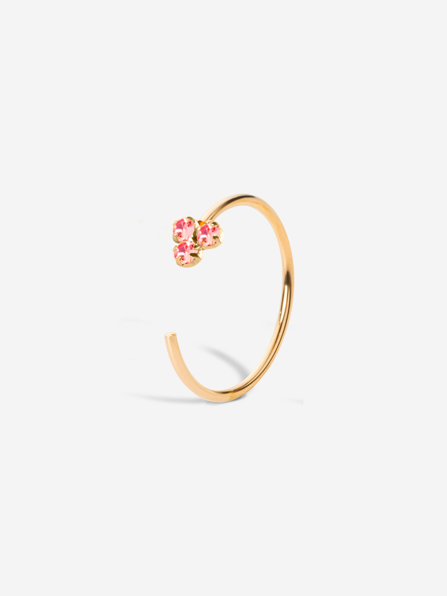 bague fleur réglable cristaux rose et plaqué or