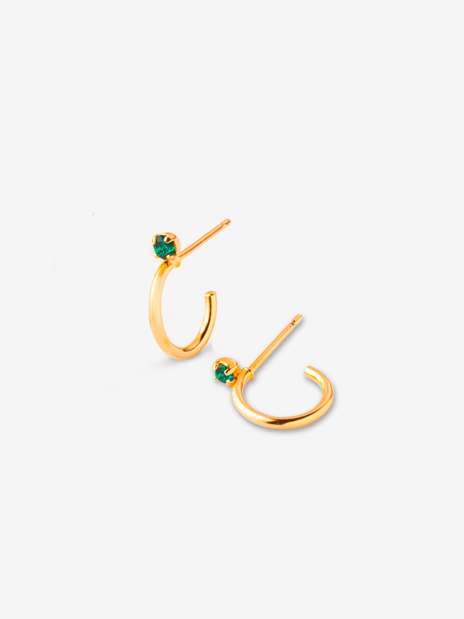 Créoles dorées avec cristaux vert
