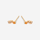paire de puces d'oreilles champagne et topaze, plaqué or