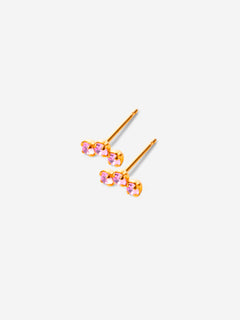 Puces dorées avec trois pierres lilas