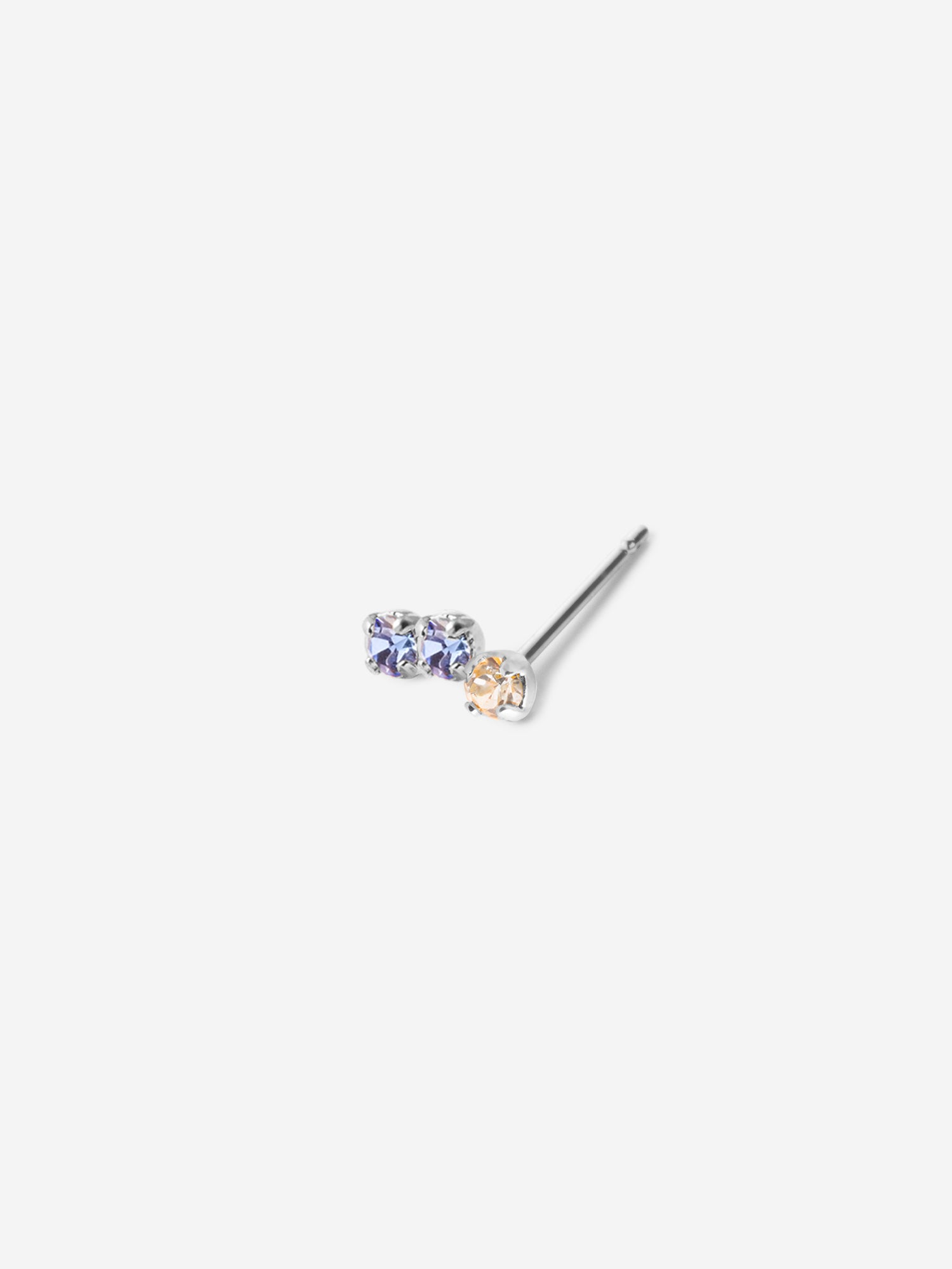 puce d'oreille triple cristaux bleu et nude palladium