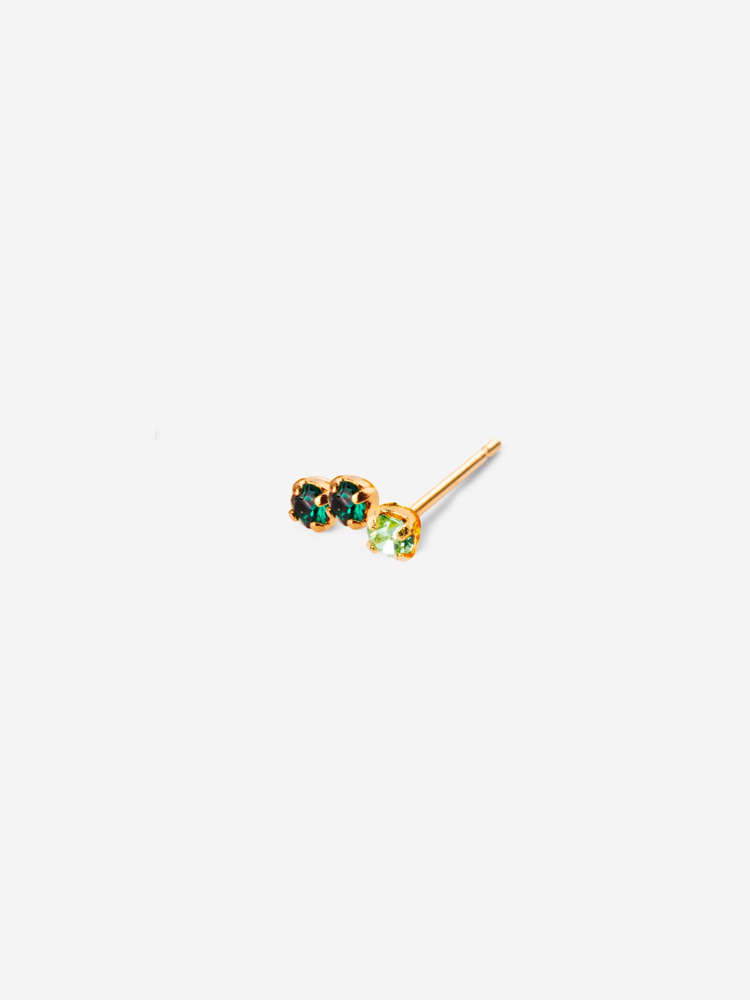 puce d'oreille triple cristaux vert plaqué or