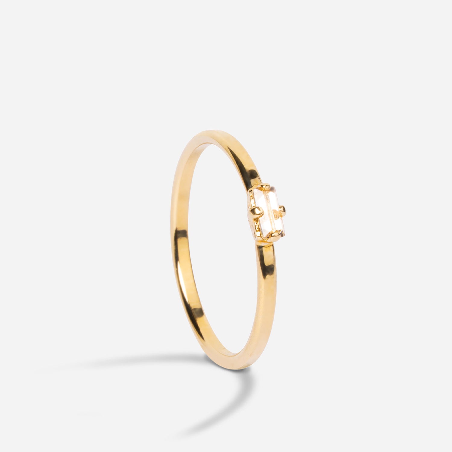 Bague fine avec cristal baguette April Please