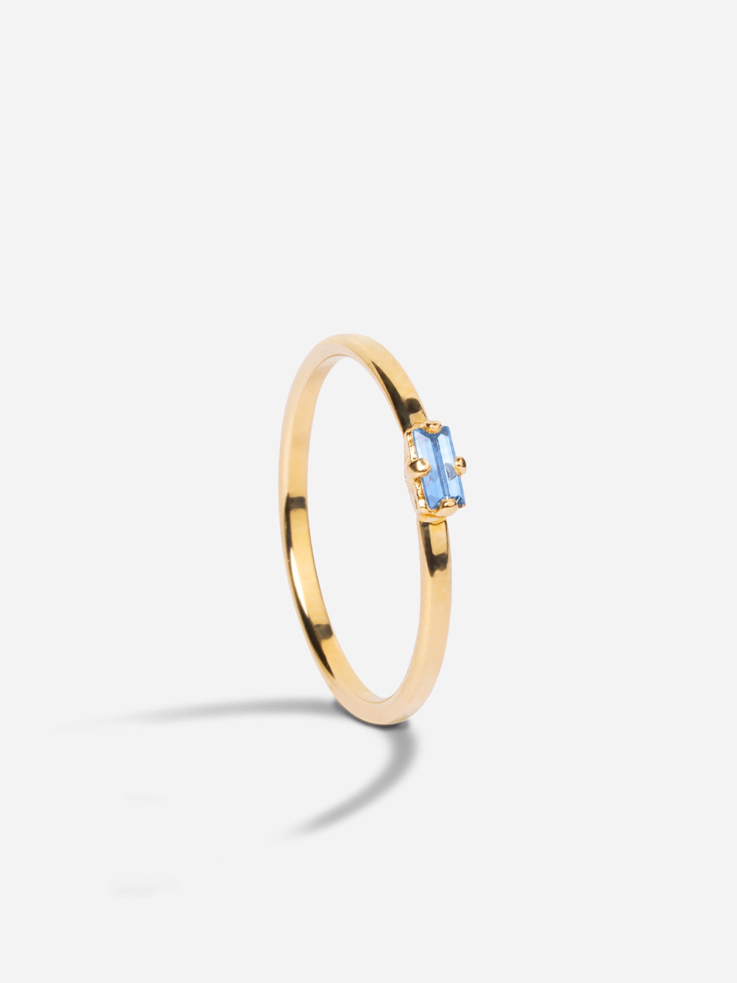 Bague fine avec cristal baguette saphir April Please