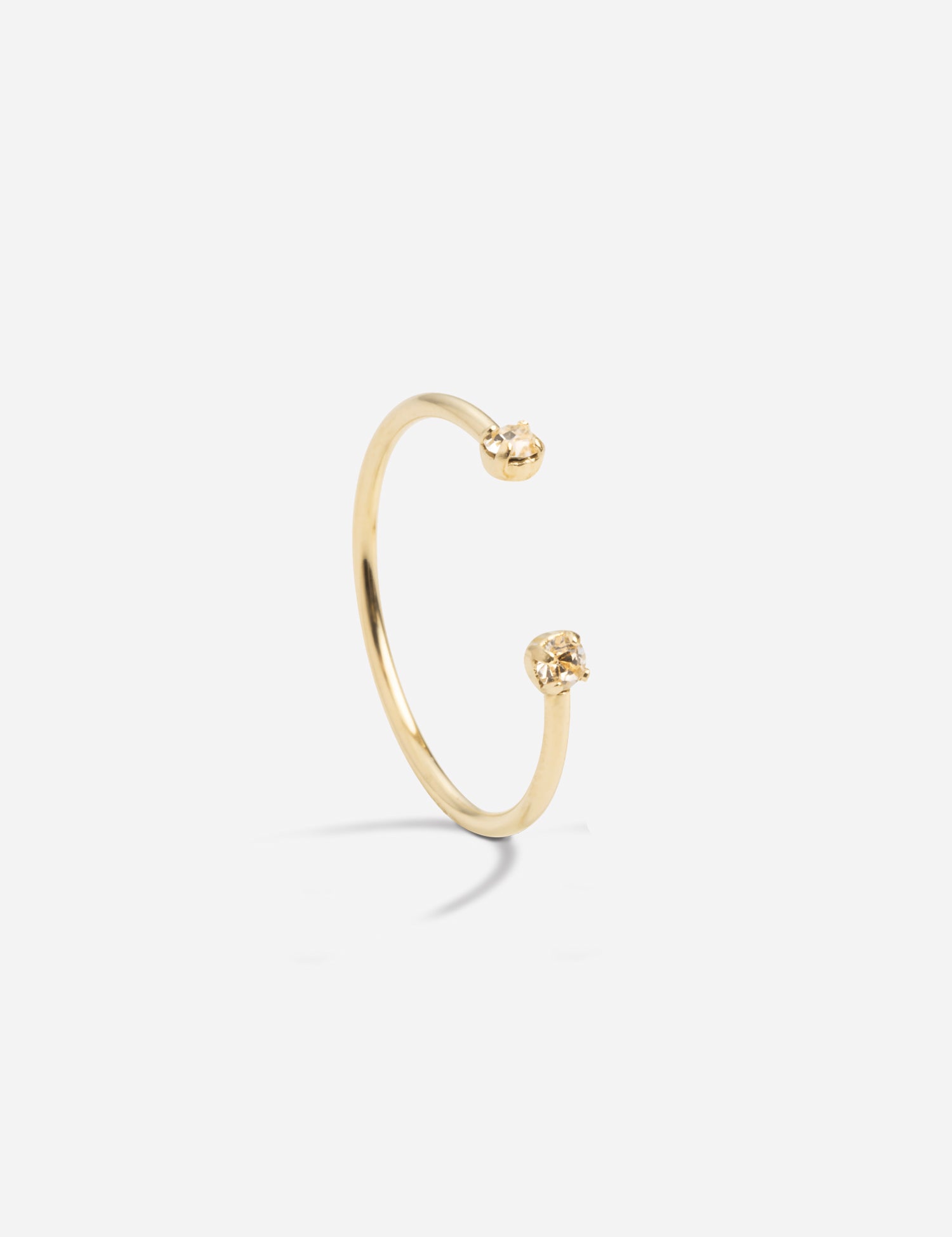 Bague réglable ouverte double cristaux blancs
