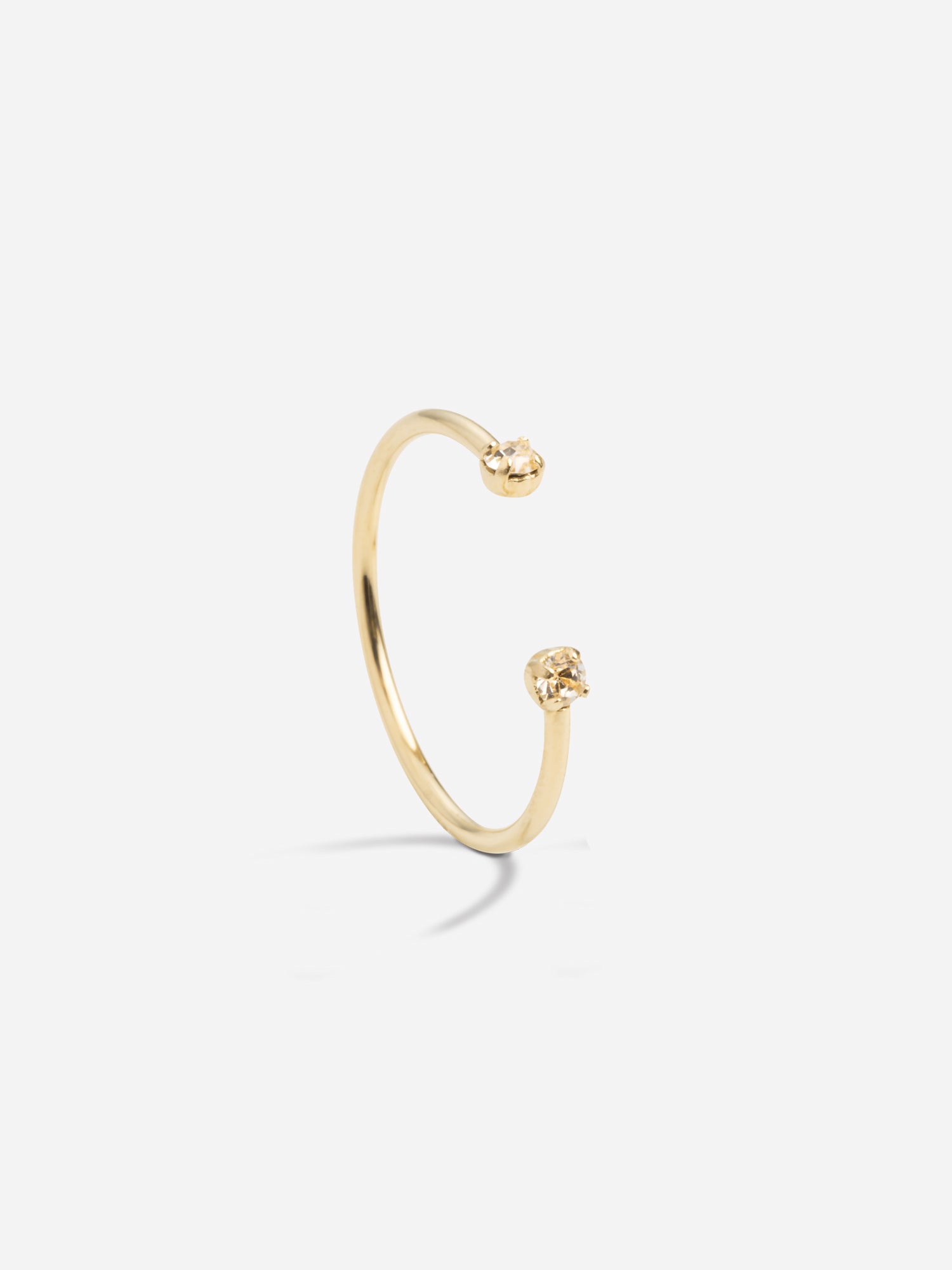 Bague réglable ouverte double cristaux blancs