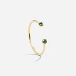 Bague réglable ouverte double cristaux verts
