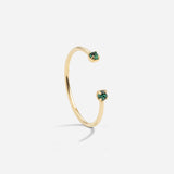 Bague réglable ouverte double cristaux verts