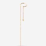 Earcuff double chaîne fine avec cristal blanc