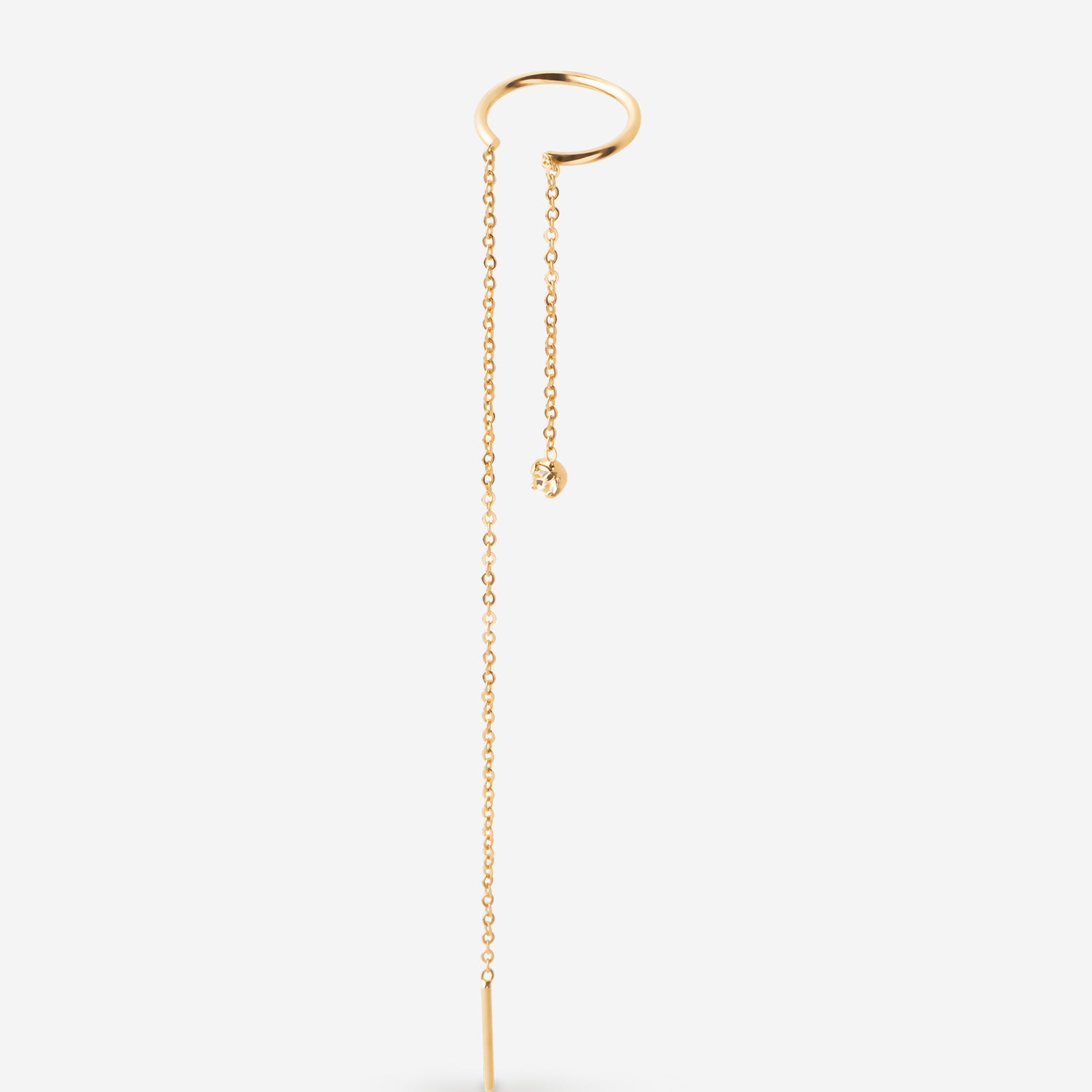 Earcuff double chaîne fine avec cristal blanc