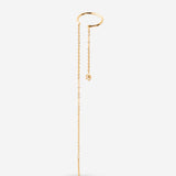 Earcuff double chaîne fine avec cristal blanc
