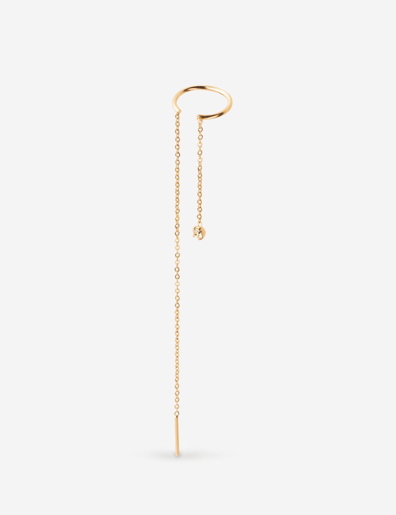 Earcuff double chaîne fine avec cristal blanc
