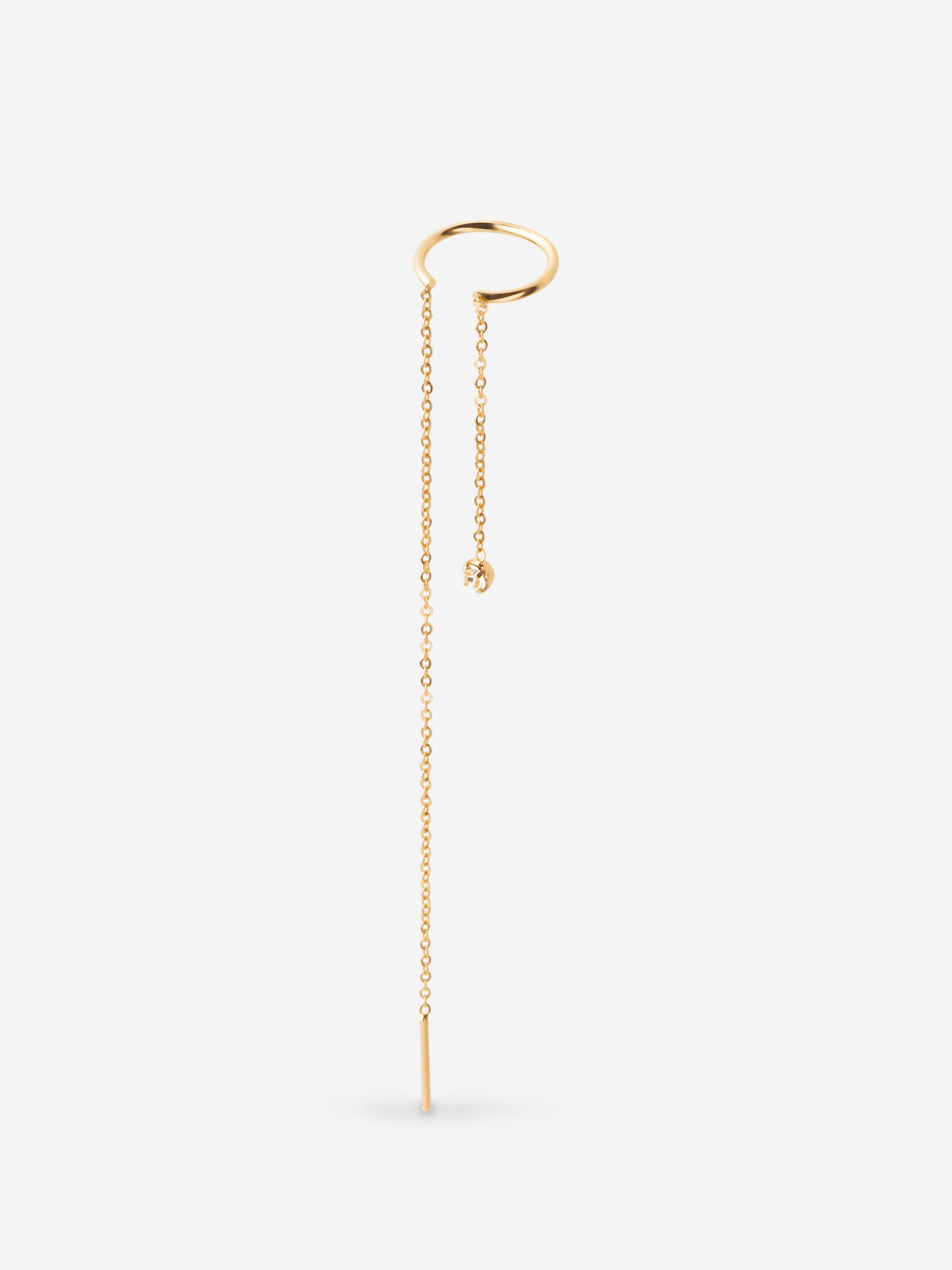 Earcuff double chaîne fine avec cristal blanc