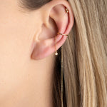 Earcuff double chaîne fine avec cristal blanc