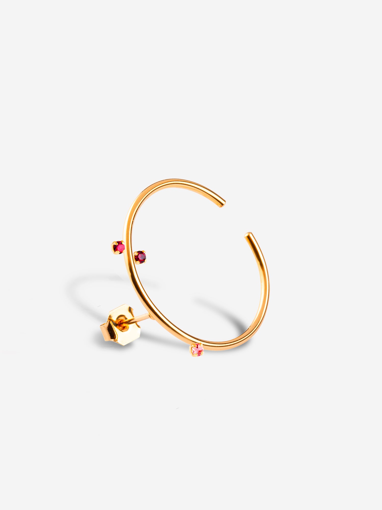 mono boucle conch anneau rubis et rose